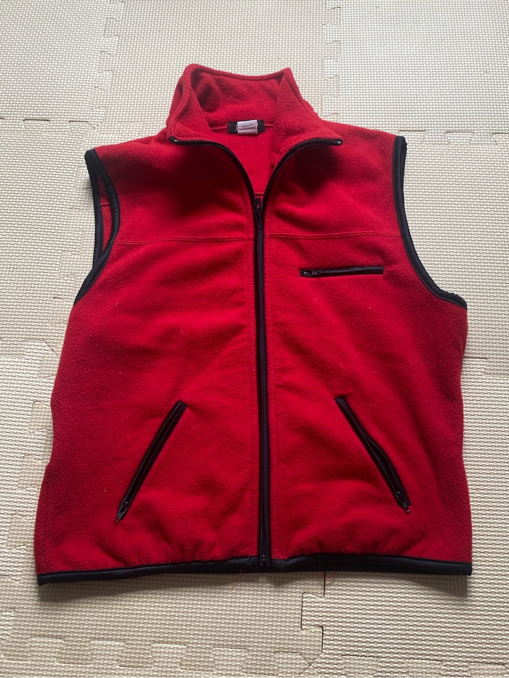 Jcrew Men's Red Fleece Vest - Lightweight Zip-Up Size M